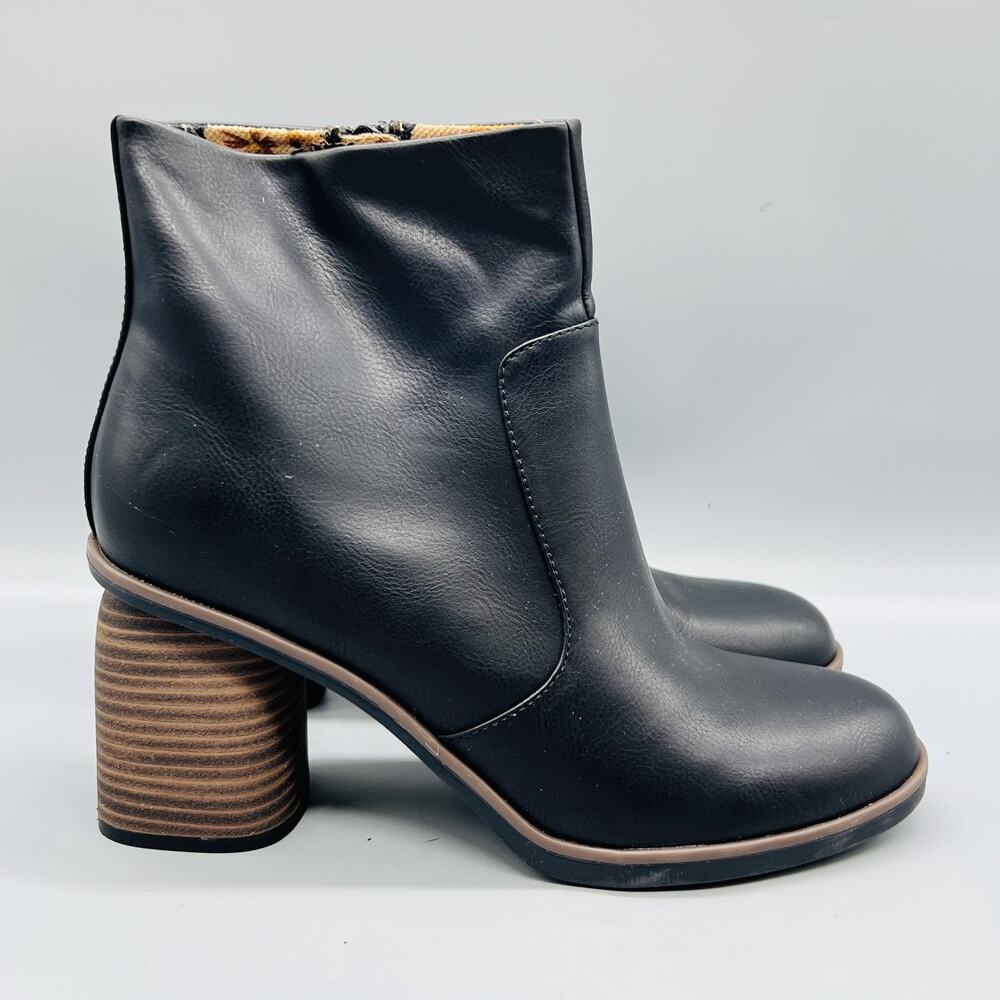 Korks Boots Womens 10 Black Ankle Zip Block Heel Lined Booties Shoes